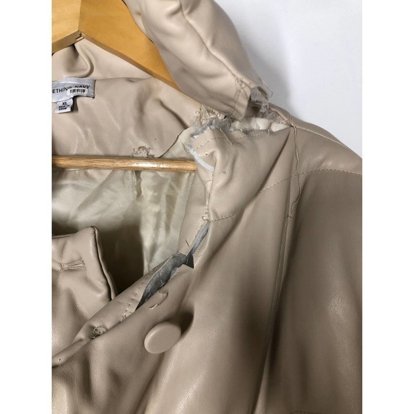 Something Navy Faux Leather Coat Puffer XL - Picture 8 of 13